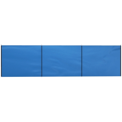Outsunny Pare-vent Camping 540x150cm 4 Tiges Acier Bleu