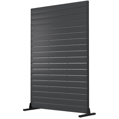 Outsunny Paravent 6 Panneaux HDPE 120x174cm Noir Aspect Bois
