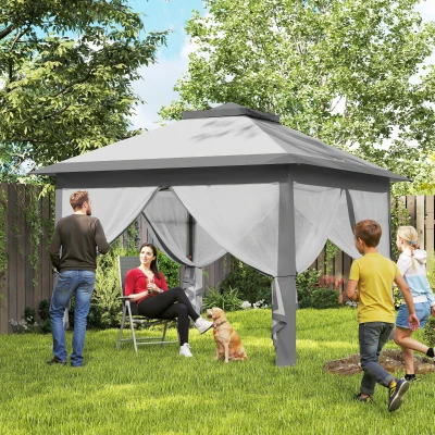 Outsunny Tonnelle 3x3m Pop-up Double Toit Moustiquaires Sac