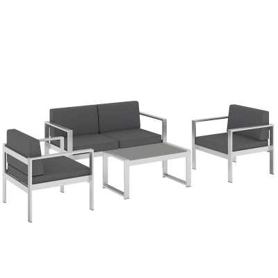 Outsunny 4-Seater Garden Sofa Set Aluminium Frame Dark Grey