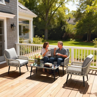 Outsunny Rattan 4-Piece Patio Furniture Set with Table