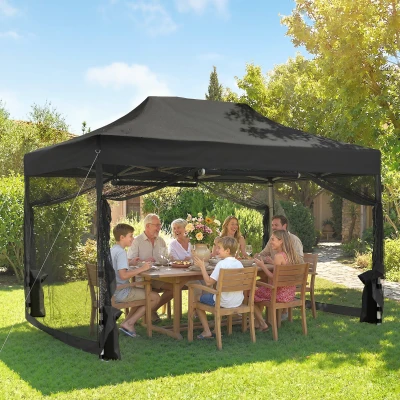 Outsunny Pop Up Gazebo Heavy Duty Tent 3x4.5m Black