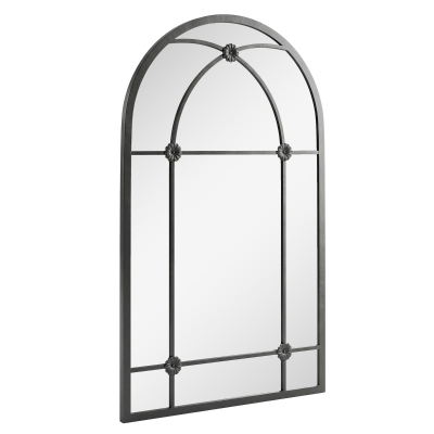 Outsunny Arched Wall Mirror Metal Frame 100x60cm Black