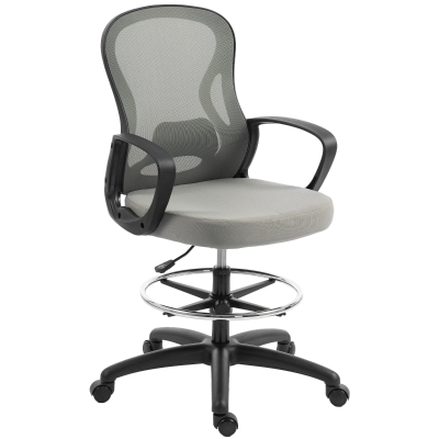 Vinsetto Chaise Bureau Ergonomique Maille Gris avec Repose-Pieds