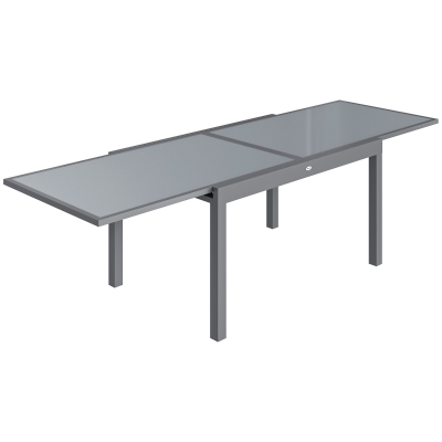 Outsunny Aluminium Dining Table Glass Top Grey