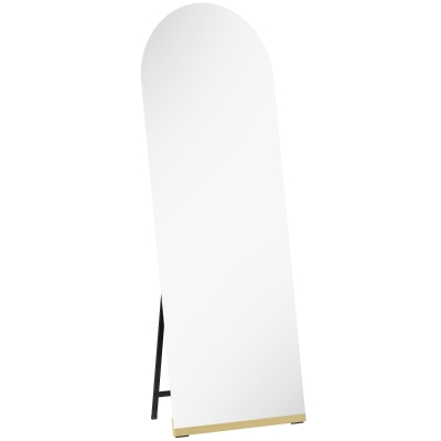 HOMCOM Espelho de Pé 160x50 cm Espelho de Corpo Inteiro sem Moldura Base de Madeira  Prata e Preto