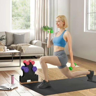 SPORTNOW Hex Dumbbells Set with Rack for Strength Training