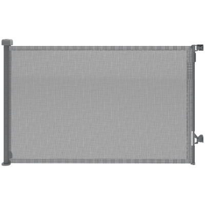 PawHut Barrera de Seguridad para Perros Retráctil Extensible hasta 140 cm de Ancho para Escaleras y Puertas Gris