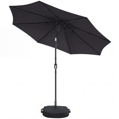 Outsunny Garden Parasol Umbrella with Base Black 2.7m