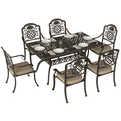 Outsunny Cast Aluminium Dining Set 6-Seater Bronze Patio
