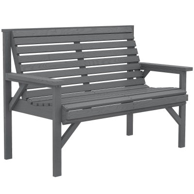 Outsunny 2-Seater Wooden Patio Bench with Armrest, Outdoor