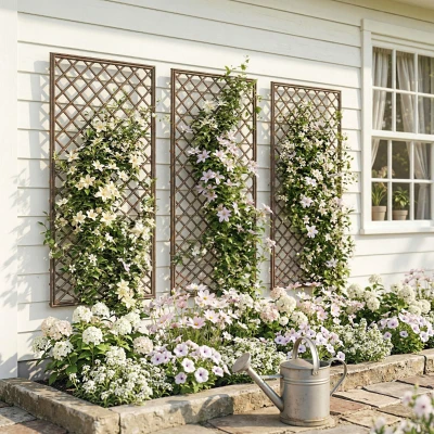 Outsunny Garden Arbor Wicker Flat Top Natural Wood Finish