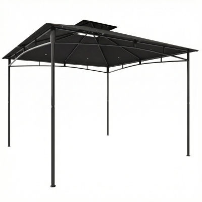 Outsunny 3x3m Garden Gazebo Metal Frame 2-Tier Roof Black