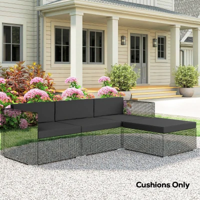 Outsunny 7-Piece Rattan Furniture Cushions Black 60x60cm