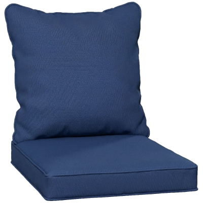 Outsunny Seat & Back Padded Cushion Set Dark Blue