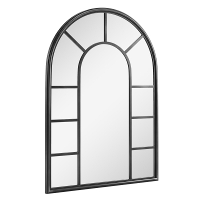 Outsunny Arched Wall Mirror Metal Frame Black 71x51cm