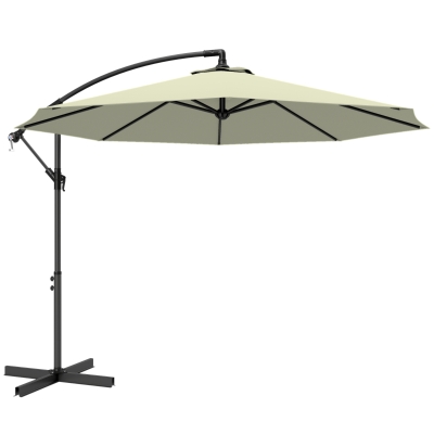 Outsunny Cantilever Parasol with Cross Base Beige 3m