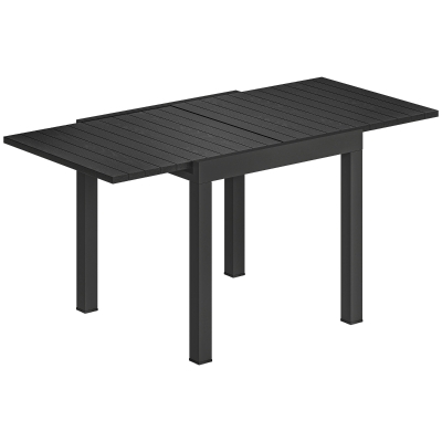 Outsunny Aluminium Dining Table Faux Wood Top Black