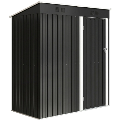 Outsunny Abrigo de Jardim Exterior 1,37 m² 163x90x179 cm com Porta com Fechadura e Grelhas de Ventilação Cinzento Escuro