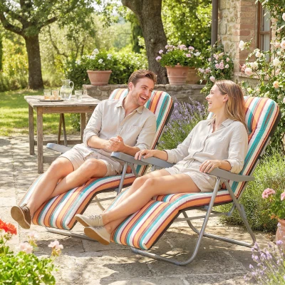 Outsunny Foldable Patio Sun Loungers Set of 2 Multicoloured