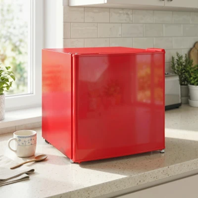 HOMCOM Congelador de sobremesa con capacidad de 35 litros, congelador pequeño con puerta reversible, Rojo