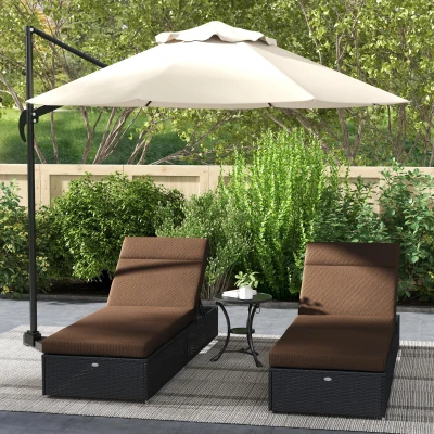 Outsunny Conjunto de 2 Colchões para Espreguiçadeira transat Alças de fixação para Jardim APENAS COLCHÕES 196L x 55l cm Castanho