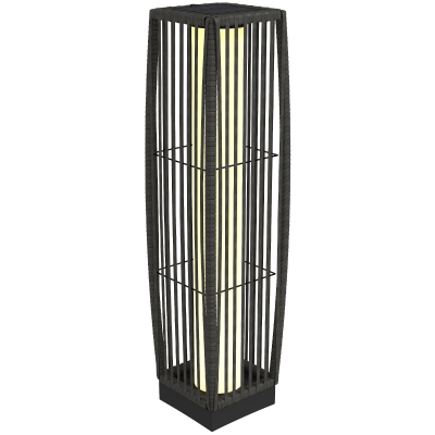 Outsunny Solar Rattan Floor Lamp LED IP44 Dark Grey
