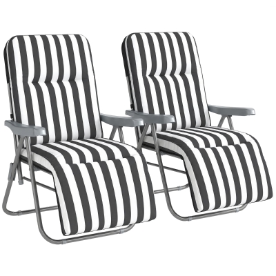 Outsunny Foldable Patio Sun Loungers Set Adjustable Grey White