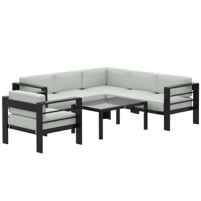 Outsunny 5-Piece Garden Sofa Set Aluminium Light Grey