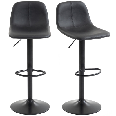 HOMCOM Lot 2 Tabourets Bar Pivotants Réglables Noir Acier