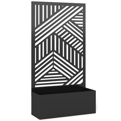 Outsunny Metal Raised Garden Bed with Trellis Black