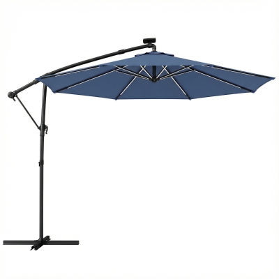 Outsunny Cantilever Parasol LED Solar 360° Navy Blue