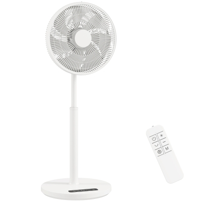 HOMCOM Standventilator mit Fernbedienung und 12 Geschwindigkeiten, Bodenventilator mit verstellbarer Höhe für das Schlafzimmer, Weiß