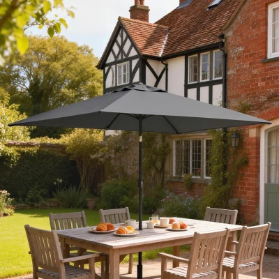 Outsunny Garden Parasol Tilt Crank Polyester Dark Grey