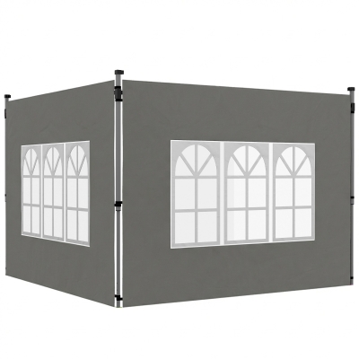 Outsunny Gazebo Side Panels with Window 3x3m/3x4m Dark Grey