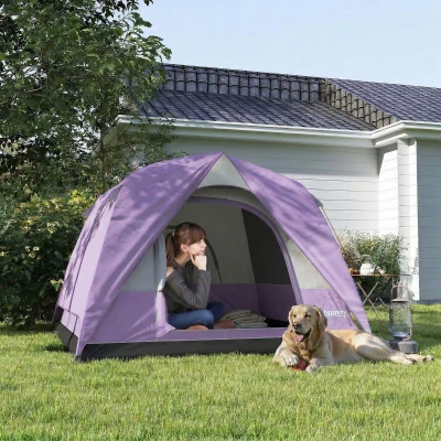 Outsunny Dome Camping Tent Waterproof 3-4 Person Mesh Windows