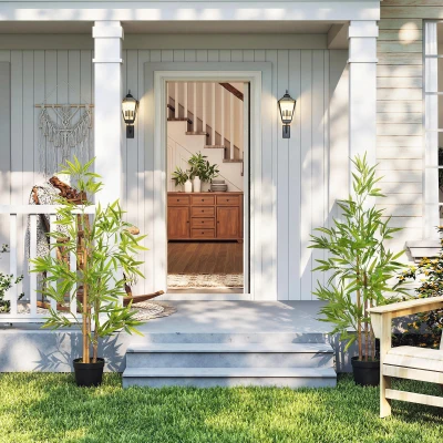 Outsunny Set of 2 120cm Artificial Bamboo Trees Greenery