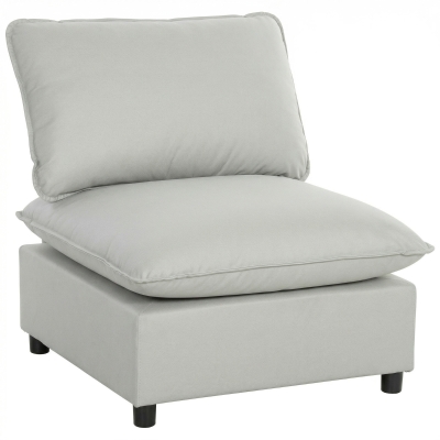 HOMCOM Sillón de acento, moderno sillón Leathaire con asiento ancho y profundo, acolchado grueso, montaje fácil, gris
