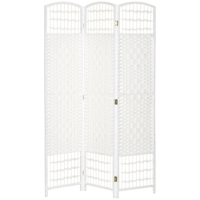 HOMCOM Paravent Bois 3 Panneaux 120x170cm Blanc Pliable