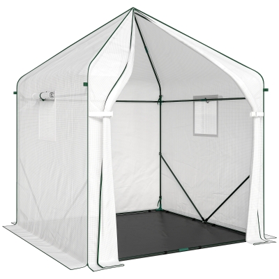 Outsunny Walk-in Greenhouse Steel Frame with Door White