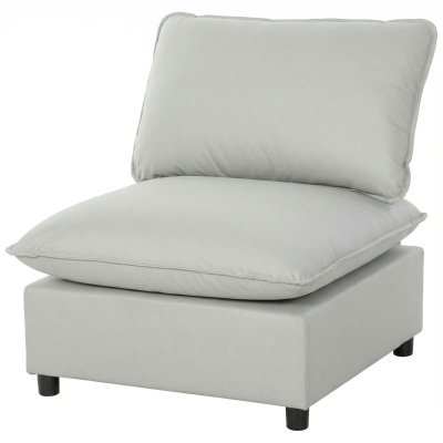 HOMCOM Fauteuil Moderne Leathaire Large Profond Rembourré Gris