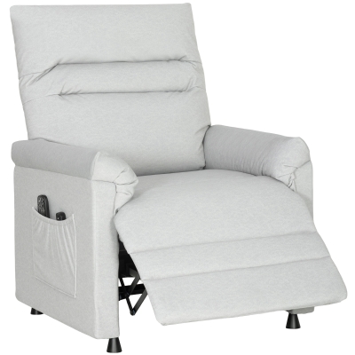 HOMCOM Fauteuil Massage Chauffant Inclinable Velours Gris
