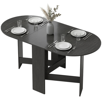HOMCOM Table Cuisine Pliable Ovale Moderne 163x80x75cm Noir