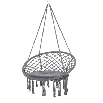 Outsunny Macrame Hanging Chair with Cushion Grey