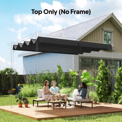 Outsunny Pergola Cover Roof, 2.86 x 2.45 m Retractable Sun Shade Top for 3 x 2m Pergola, UV30+ Protected, Dark Grey