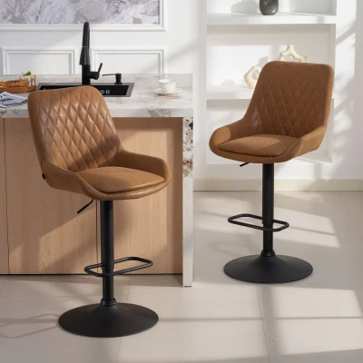 HOMCOM Faux Leather Retro Bar Stools Set of 2 - Orange