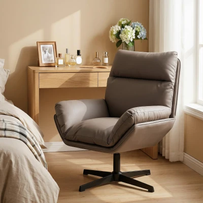 HOMCOM Swivel Accent Chair Padded Cushion Dark Brown