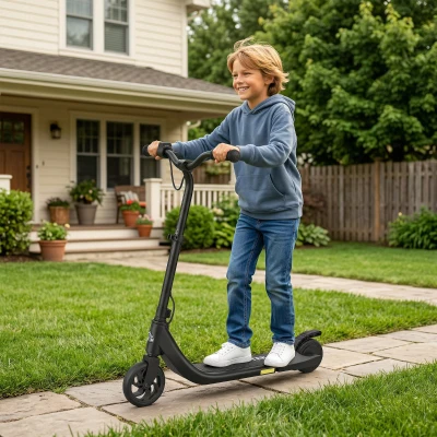 HOMCOM 120W Electric Scooter, E-Scooter, Adjustable Height, Rear Brake, for Ages 6+, Black