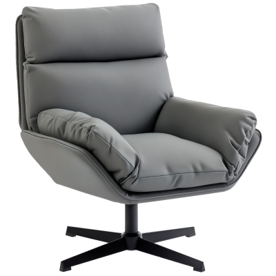 HOMCOM Swivel Accent Chair Padded Cushion Dark Grey