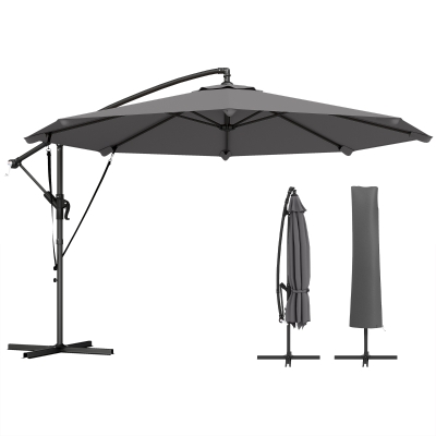 Outsunny Parasol Déporté Ø300cm Inclinable Gris Foncé